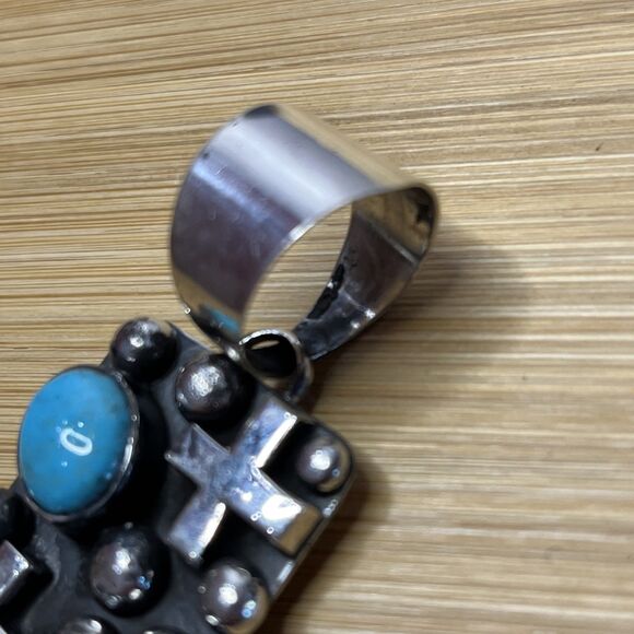 Signed- Chimney Butte Southwestern Large Sterling Silver Cross/dot Pendant - Picture 5 of 8